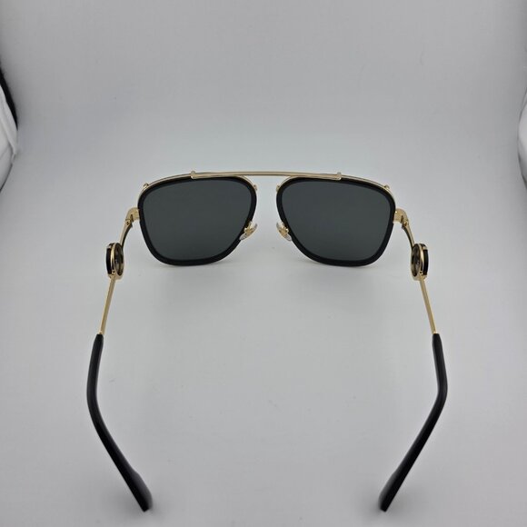 Versace MOD 2233 Men's Gray Lens Black Gold Metal Frame Aviator Sunglasses - Picture 5 of 7
